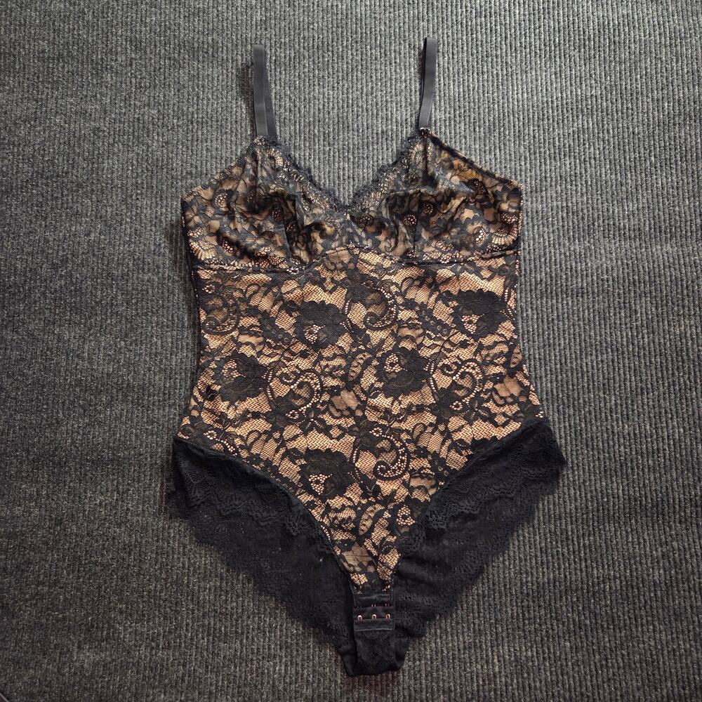 Pinsy Beige Black Lace Sculpting Bodysuit 2XL XXL Romantic Goth